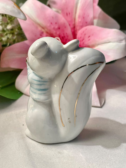 Vintage White Squirrel Ceramic Figurine 3.5 in