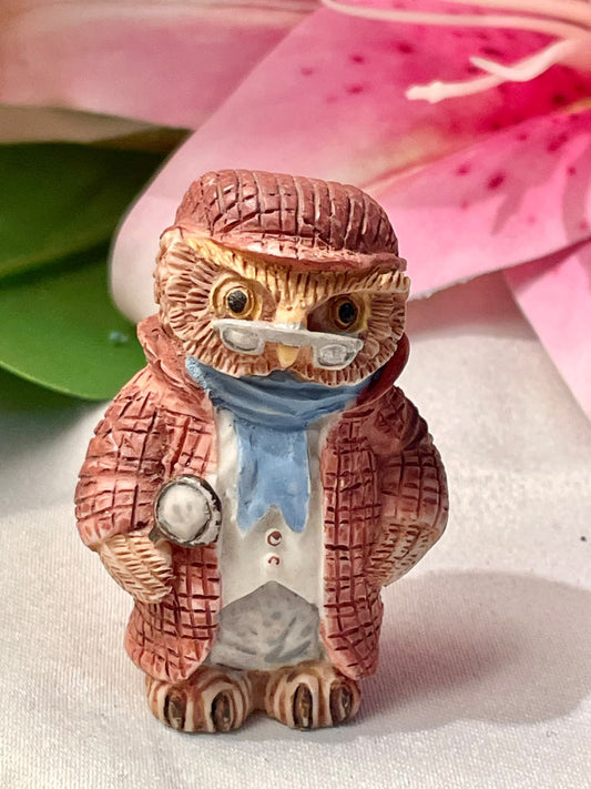 Vintage Owl Figurine with Scarf & Glasses 5 cm
