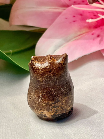 Vintage Owl Figurine Brown & Gold 4 cm