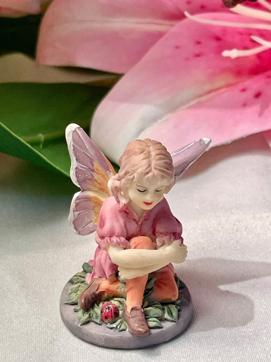 Pink Fairy Miniature Figurine with Butterfly Wings 2"