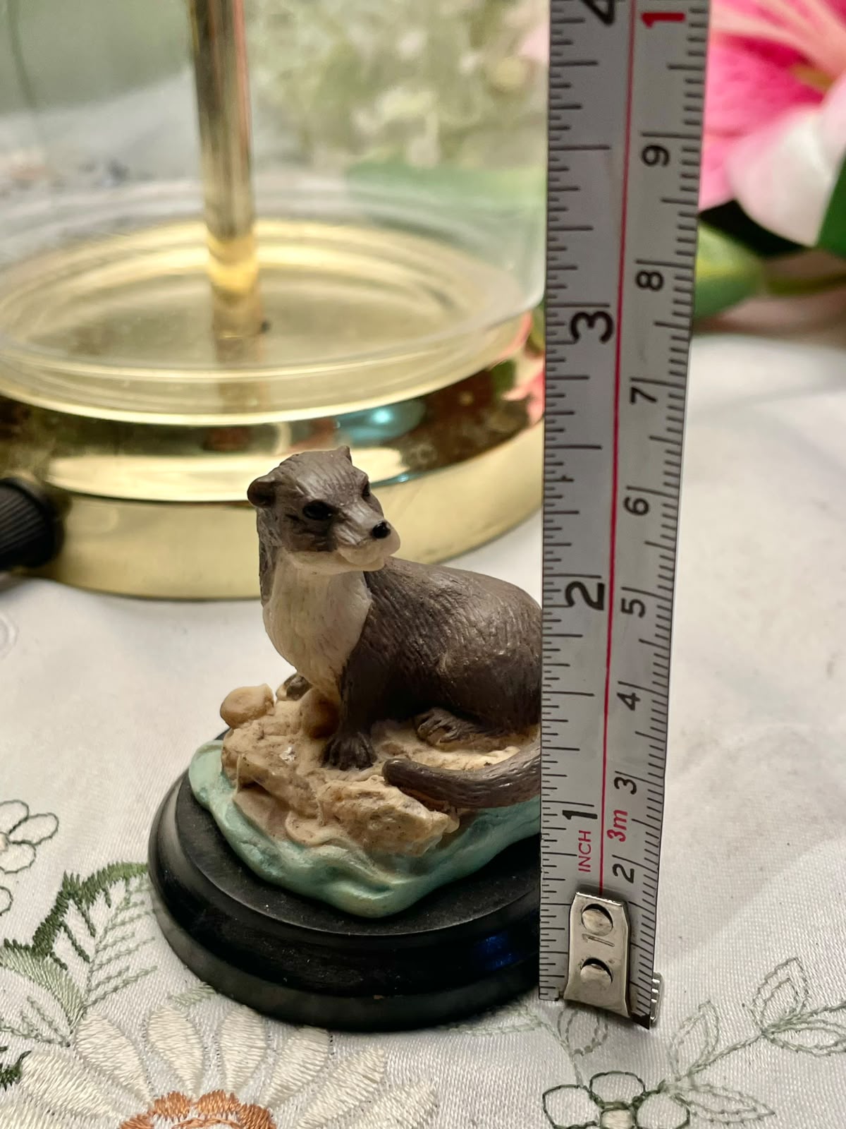 Otter Miniature Figurine on Riverbank Base 2.5"