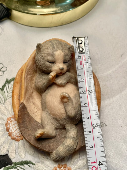 Aynsley MasterCraft Hand Painted Sleeping Cat Figurine 4"