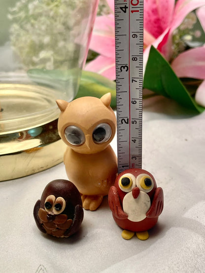 Assorted Owl Miniature Figurine Set 3-Piece Up to 2.5"