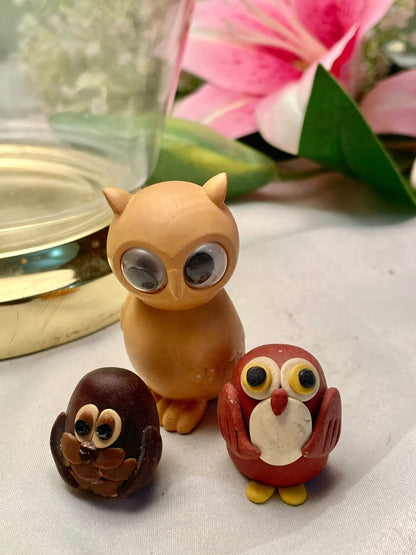 Assorted Owl Miniature Figurine Set 3-Piece Up to 2.5"