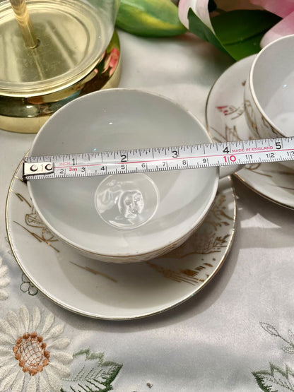 Gold Scenic Teacup & Saucer Set 4-Piece