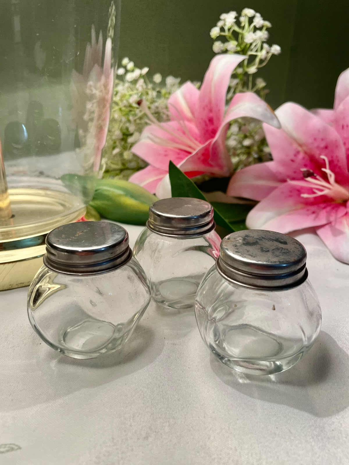Clear Crystal Miniature Storage Jars with Metal Lids 3-Piece