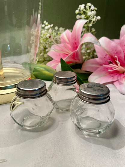 Clear Crystal Miniature Storage Jars with Metal Lids 3-Piece