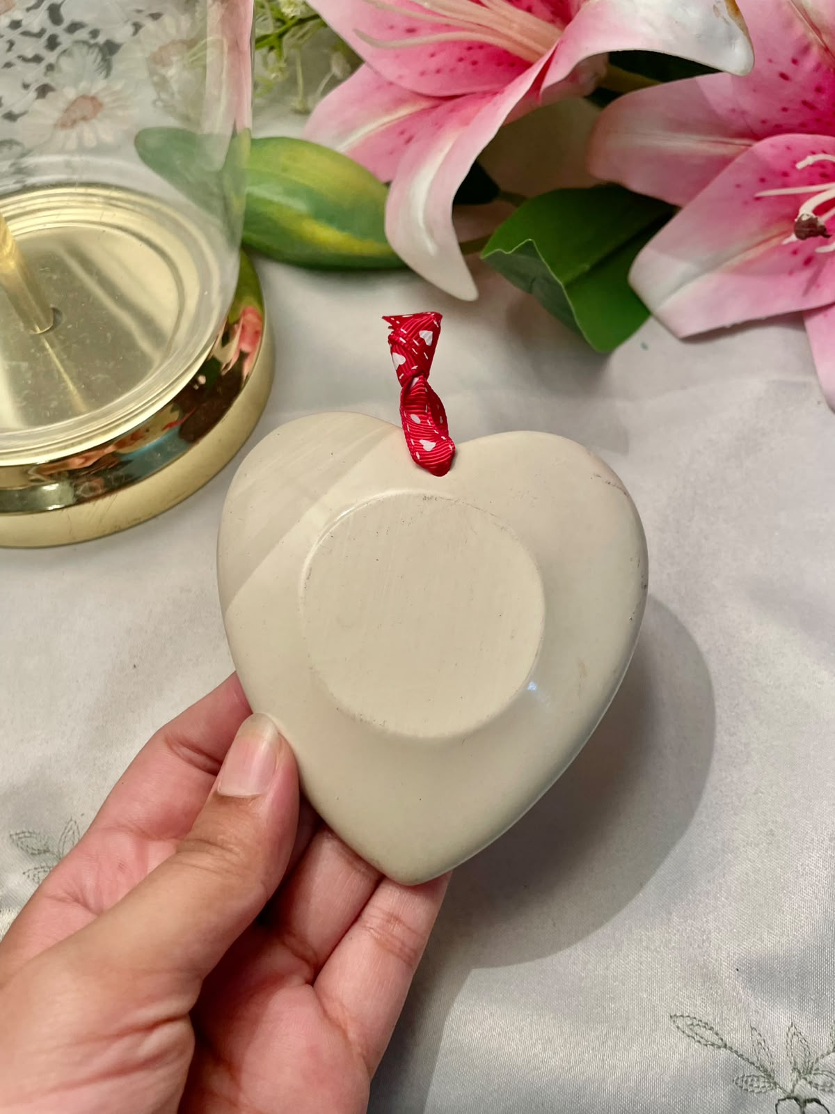 Heart Ceramic Wall Plaque Red Hearts 10 cm, 1 Piece