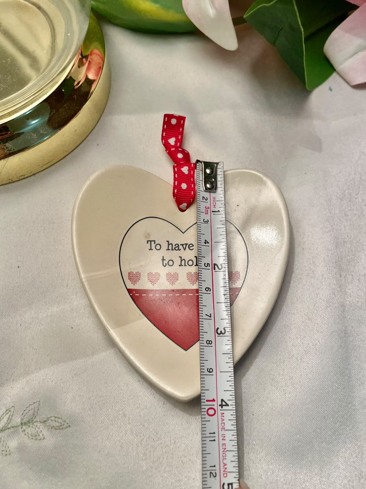Heart Ceramic Wall Plaque Red Hearts 10 cm, 1 Piece
