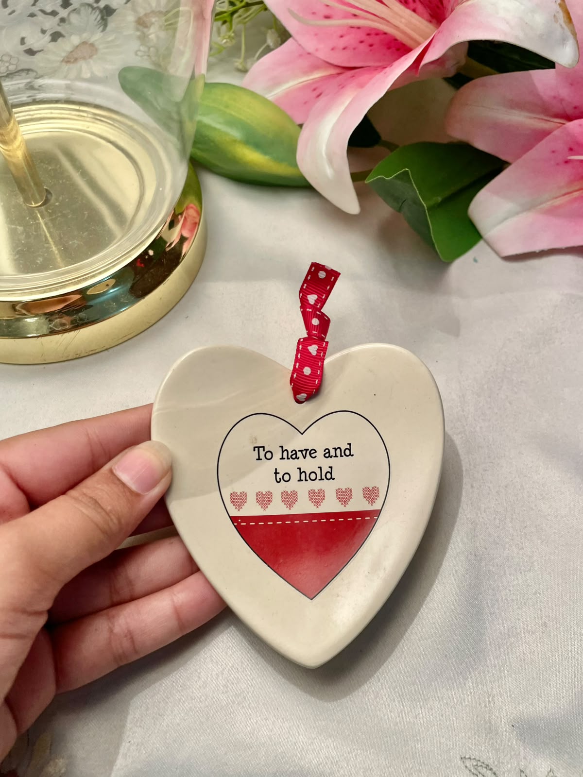 Heart Ceramic Wall Plaque Red Hearts 10 cm, 1 Piece