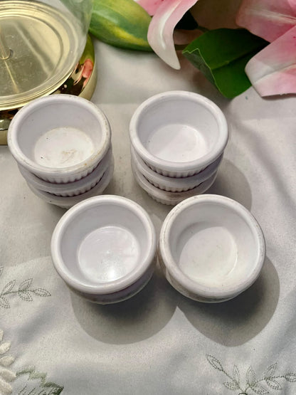 White Fluted Ceramic Ramekins 10-Piece Set 7 cm Oven-Safe