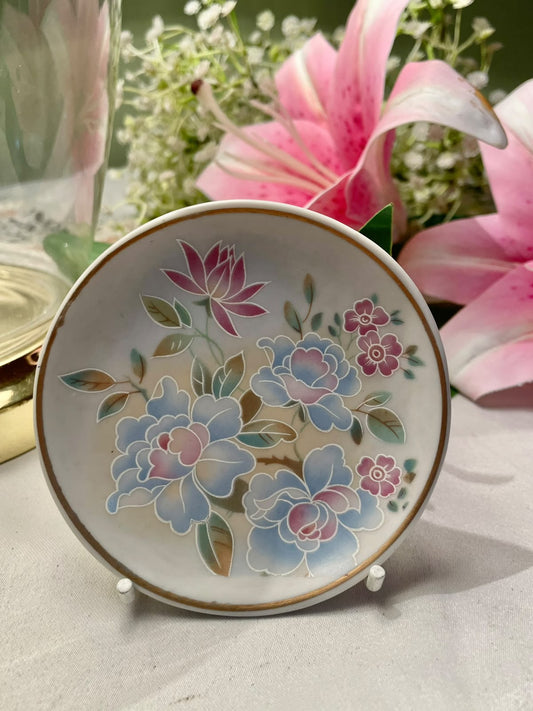 Floral Gold-Rim Decorative Wall Plate 10.5 cm