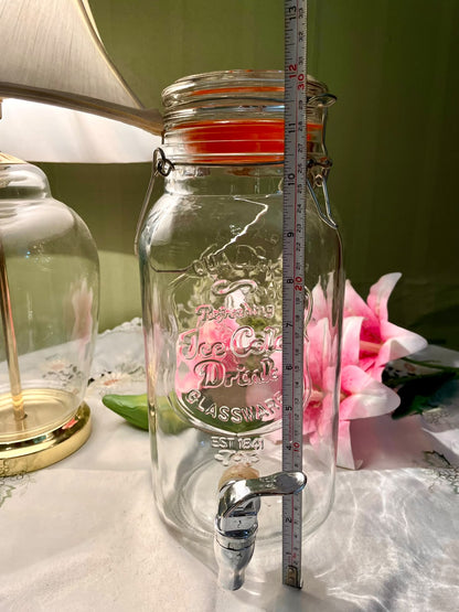 Vintage Crystal Beverage Dispenser with Tap 30 cm