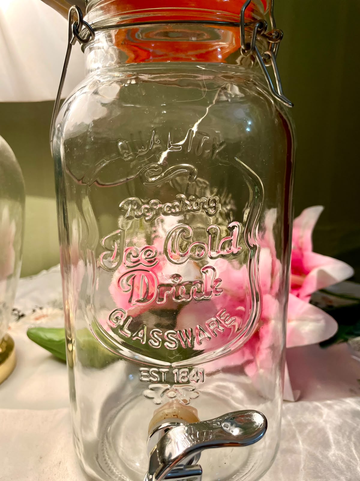 Vintage Crystal Beverage Dispenser with Tap 30 cm