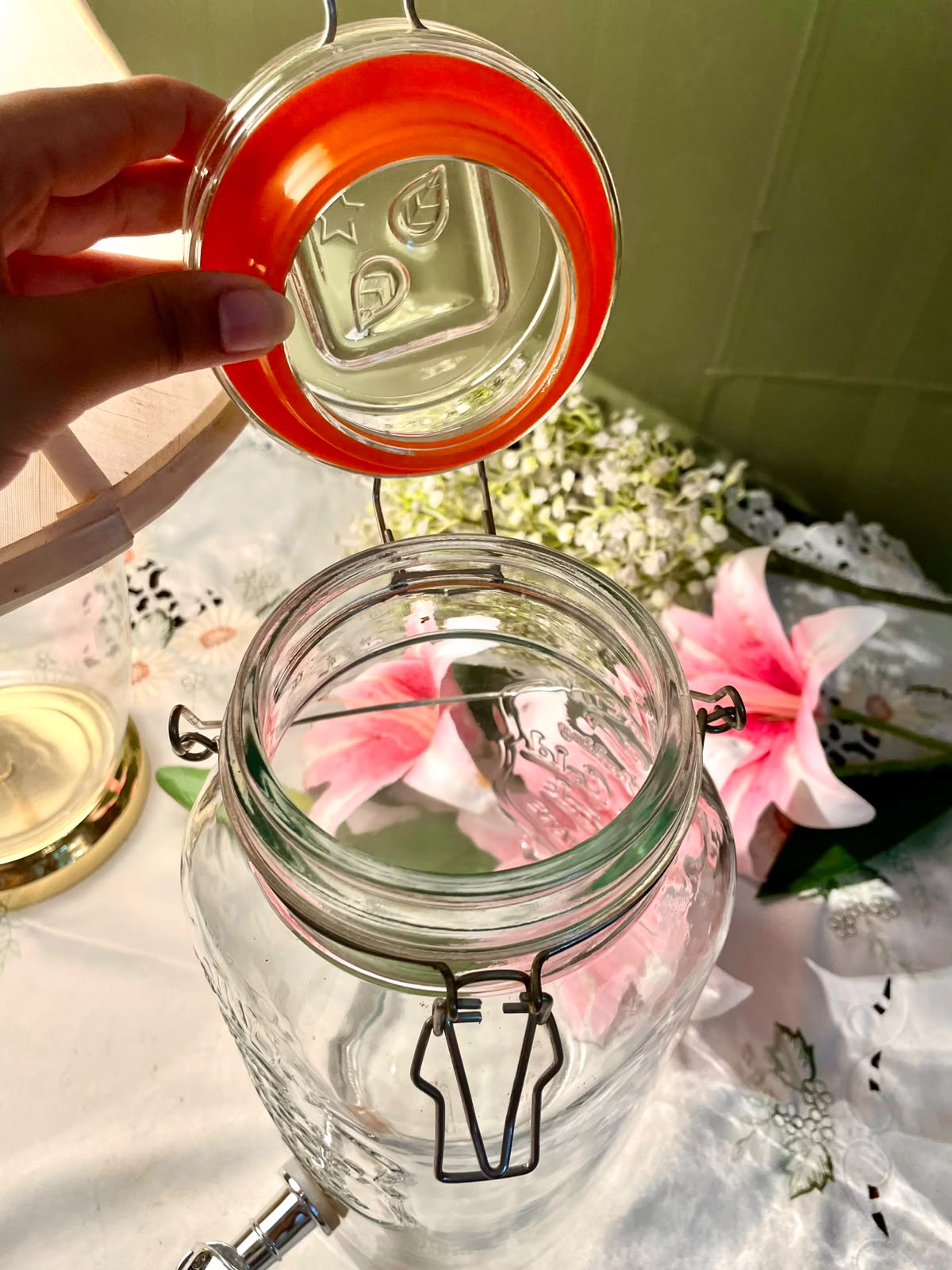 Vintage Crystal Beverage Dispenser with Tap 30 cm