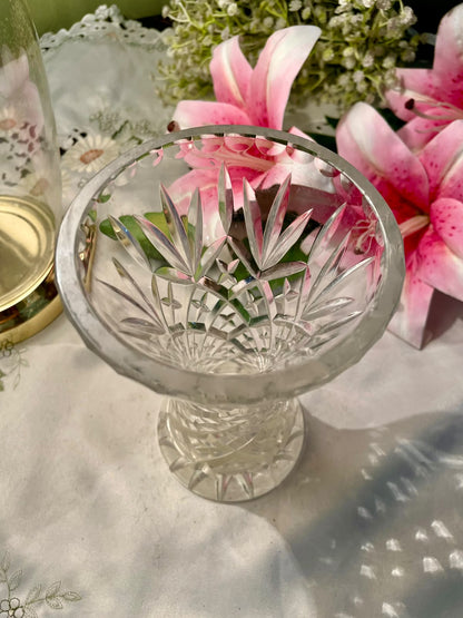 Vintage Cut Crystal Vase Clear 16 cm