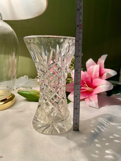 Vintage Cut Crystal Vase Clear 16 cm