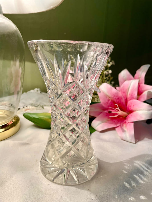 Vintage Cut Crystal Vase Clear 16 cm
