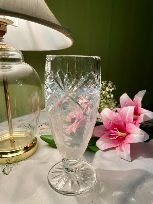 Vintage Cut Crystal Footed Vase 23 cm