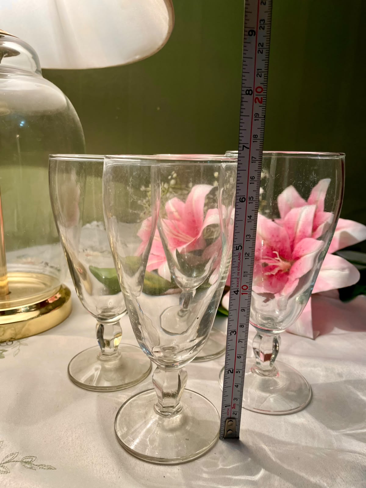 Vintage Clear Crystal Goblets Set of 4, 17 cm
