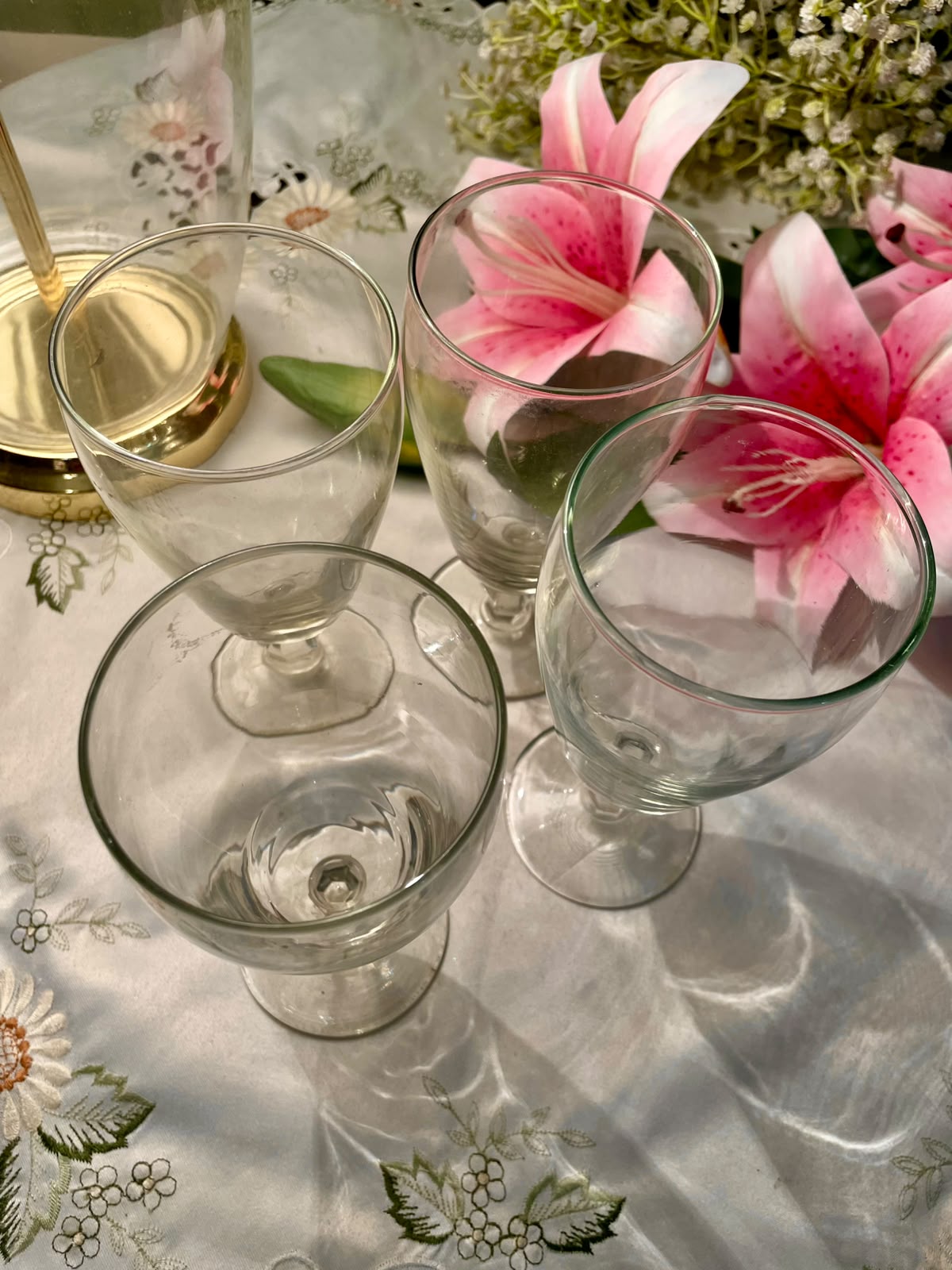 Vintage Clear Crystal Goblets Set of 4, 17 cm