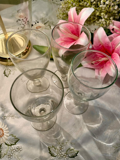 Vintage Clear Crystal Goblets Set of 4, 17 cm