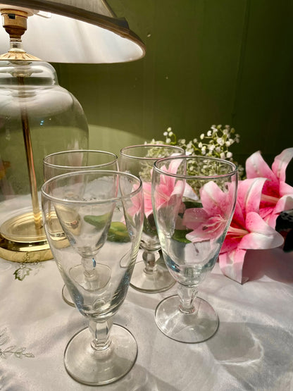 Vintage Clear Crystal Goblets Set of 4, 17 cm