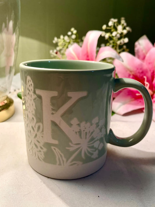 Tesco Home K Floral Stoneware Mug Sage Green 11 cm