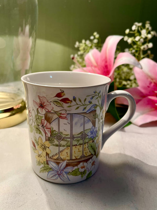 Floral Garden Window Ceramic Mug 9 cm