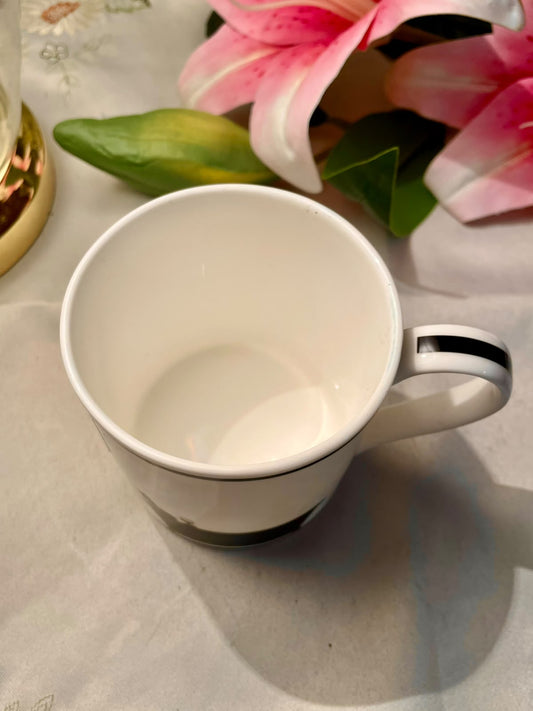 HAM Fine China Black & White Mug Decorated in UK 9 cm