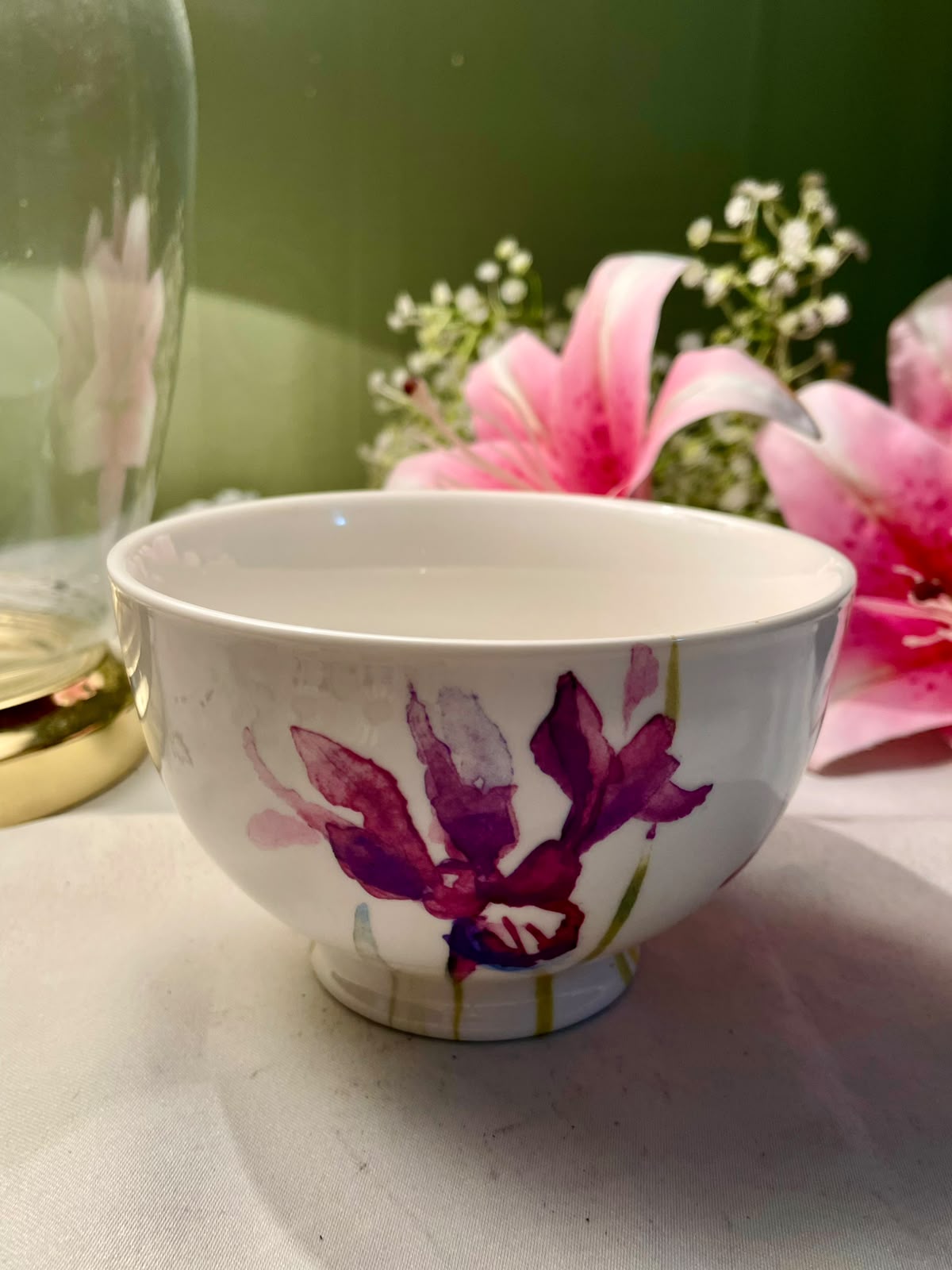 Purple Floral Decorative Ceramic Bowl 12 cm