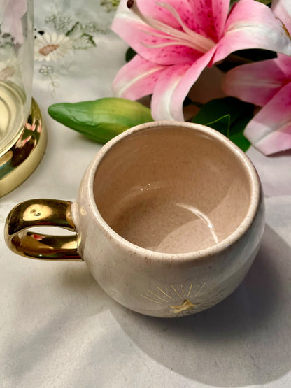 Oliver Bonas Star Gold-Tone Handle Ceramic Mug 9 cm