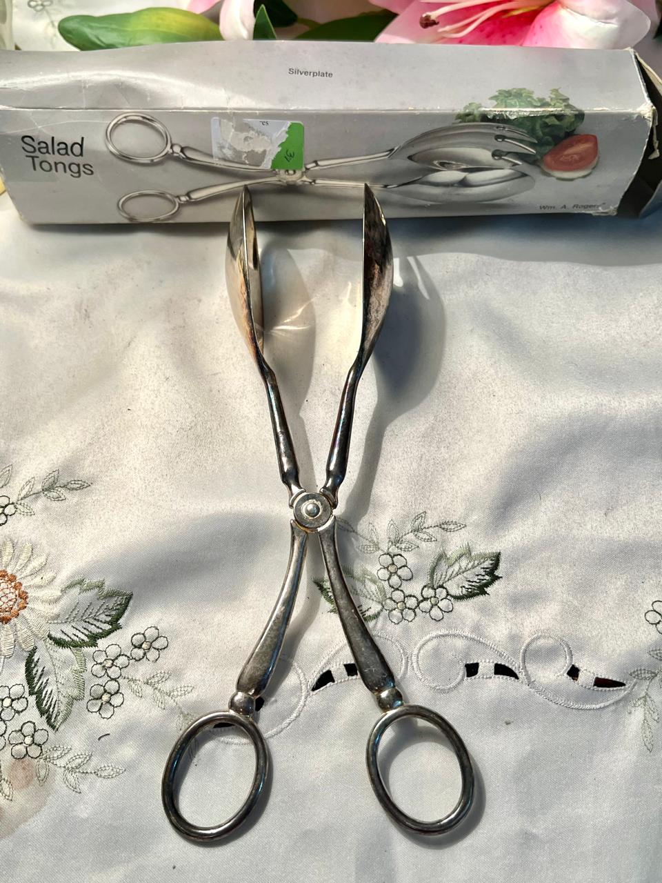 Vintage Silverplate Salad Tongs 25 cm