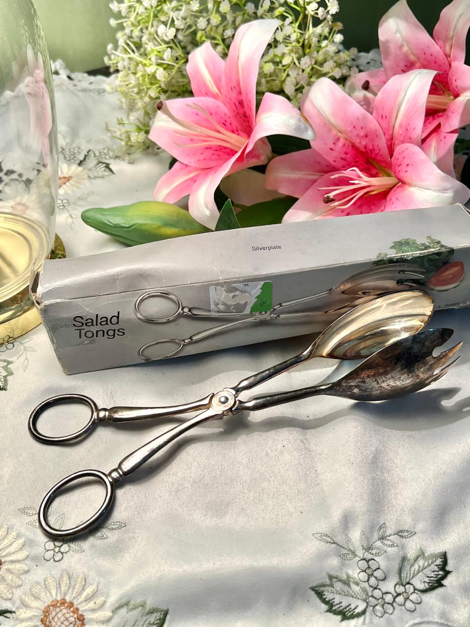 Vintage Silverplate Salad Tongs 25 cm