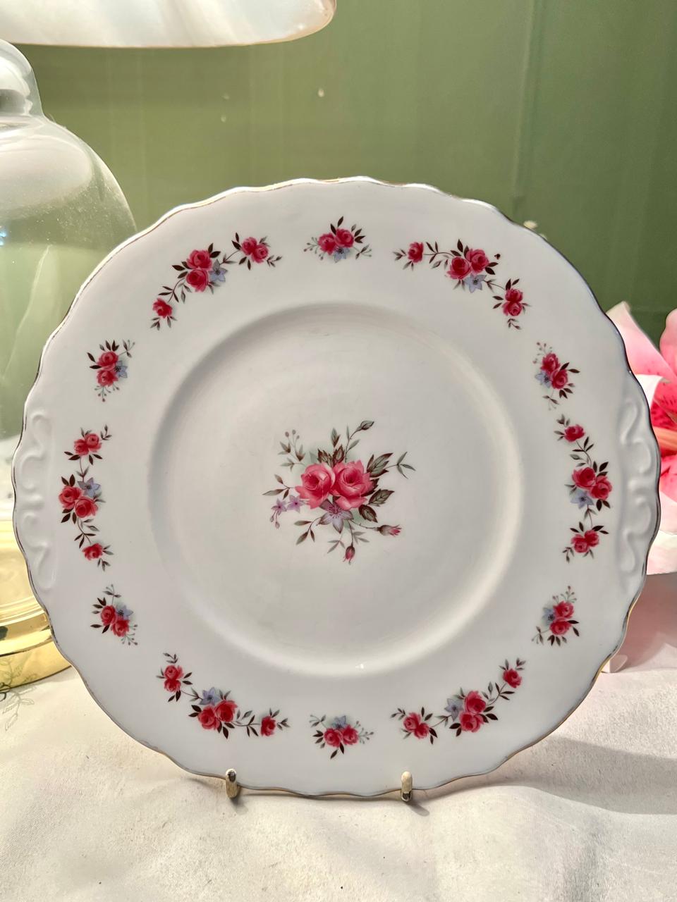 Vintage Royal Vale Bone China Rose Floral Plate 23 cm Made in England