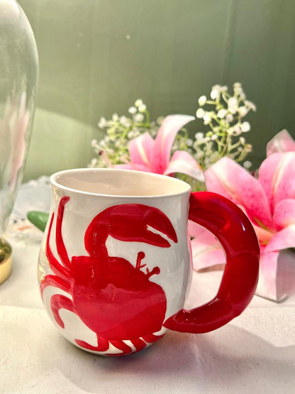 John Lewis hand painting Red Lobster Stoneware Mug 10 cm