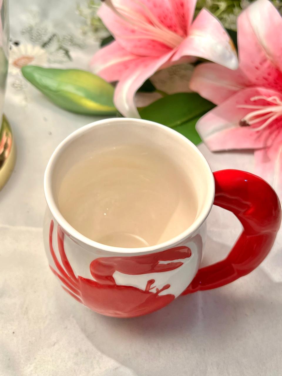 John Lewis hand painting Red Lobster Stoneware Mug 10 cm