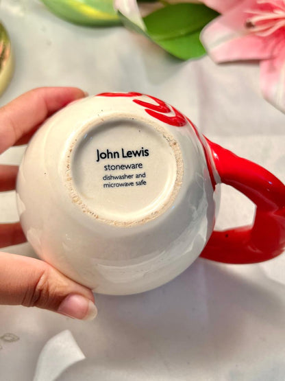 John Lewis hand painting Red Lobster Stoneware Mug 10 cm