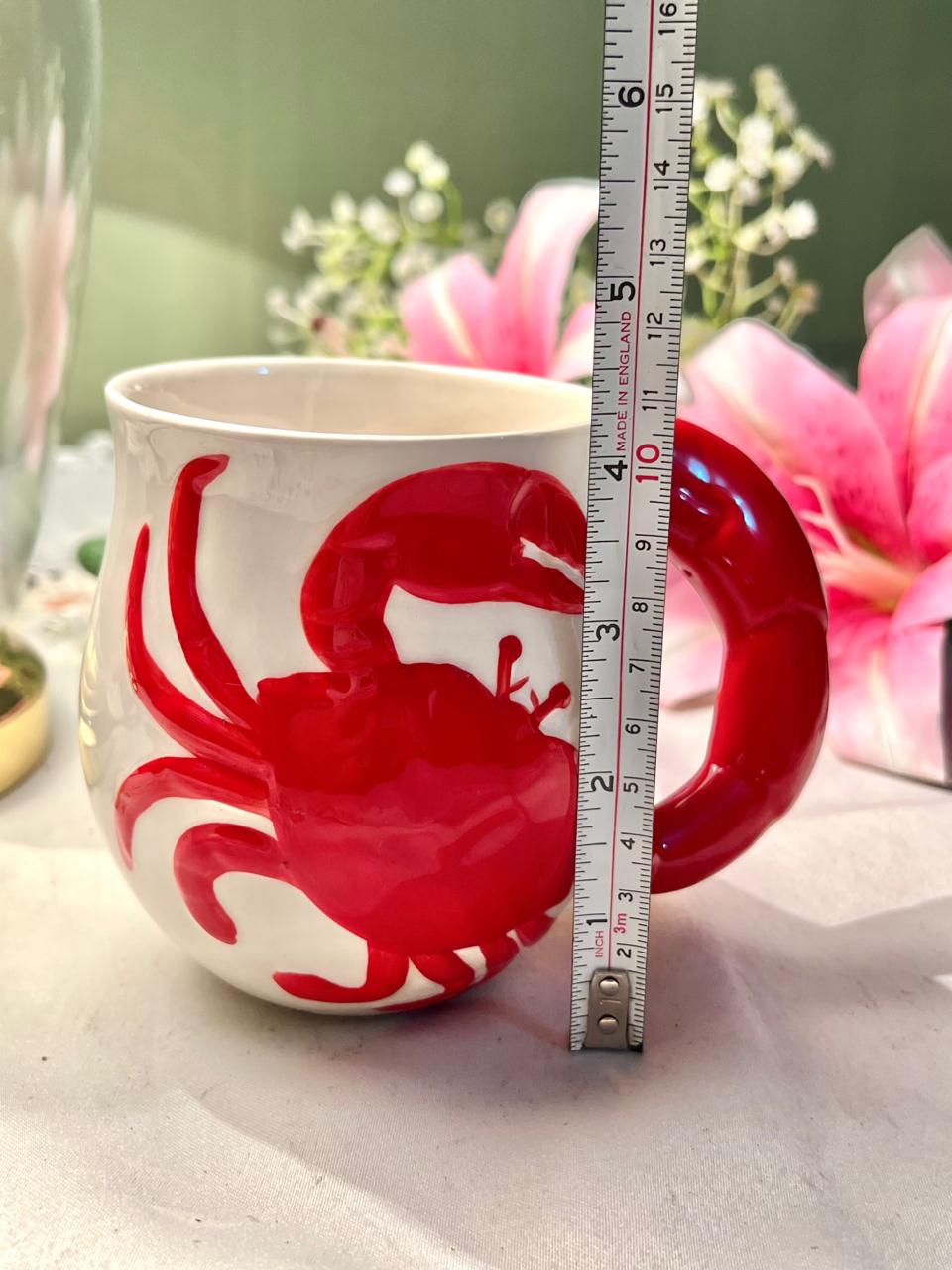 John Lewis hand painting Red Lobster Stoneware Mug 10 cm