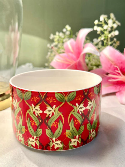 Pukka Red Floral Ceramic Bowl 13 cm