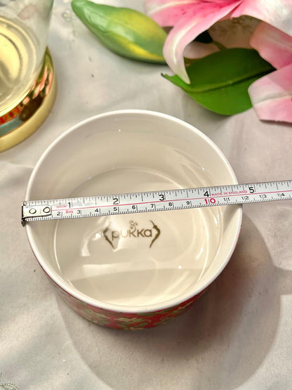 Pukka Red Floral Ceramic Bowl 13 cm