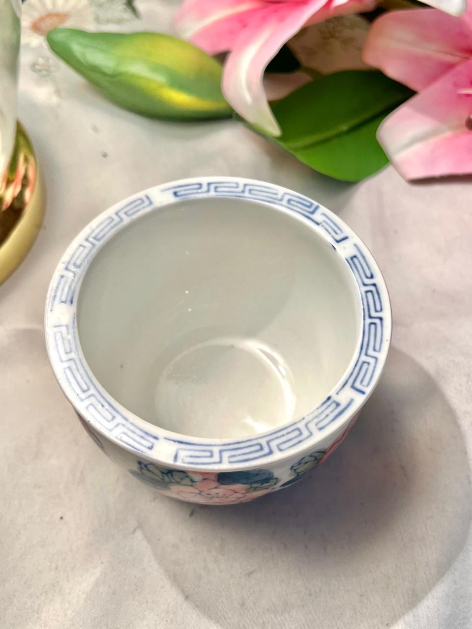 Blue & Pink Floral Ceramic Cachepot Planter 9 cm