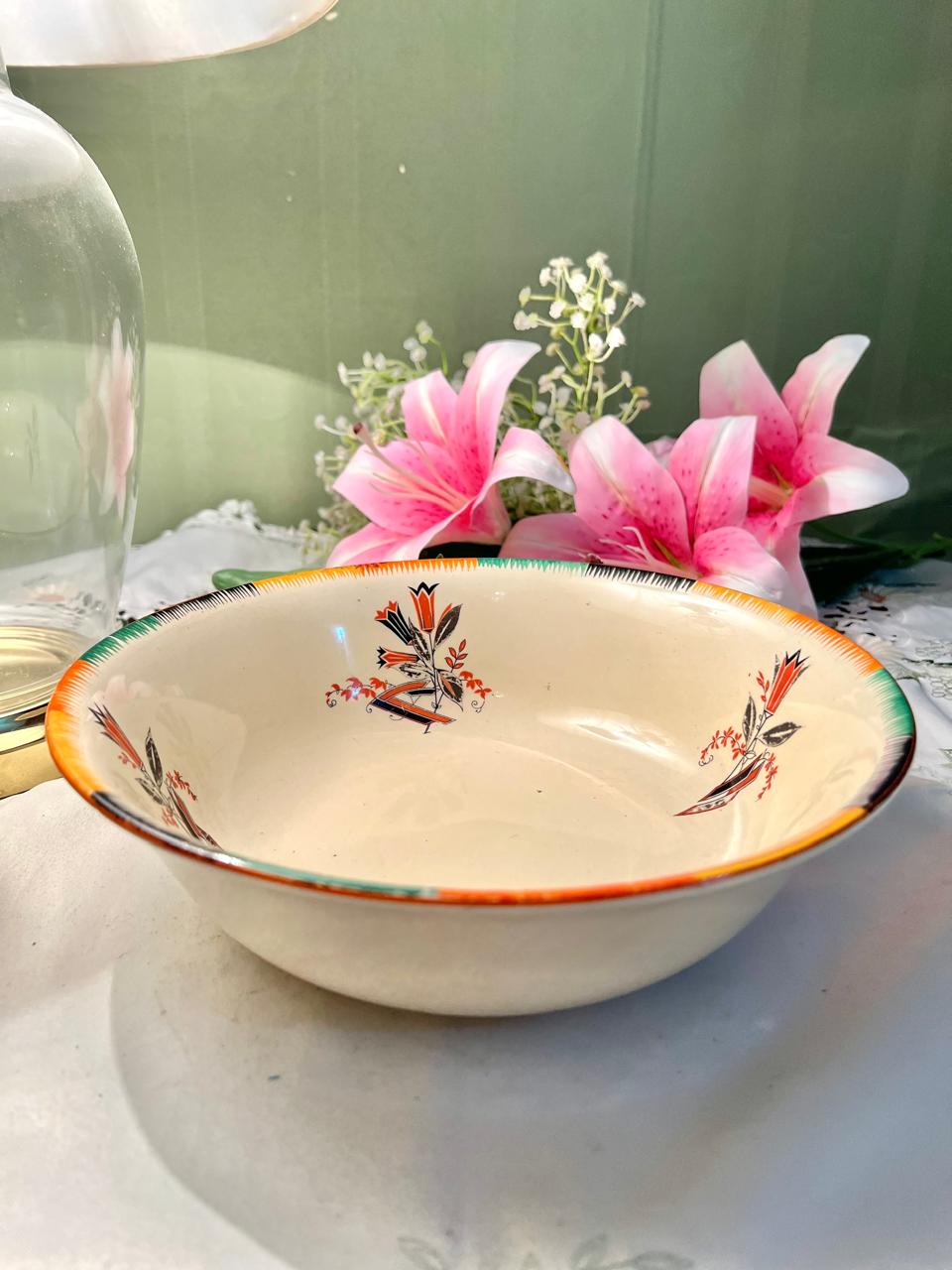 Vintage Multicolour Geometric Serving Bowl 24 cm