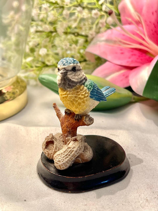Miniature Blue & Yellow Bird Figurine on Base 8 cm
