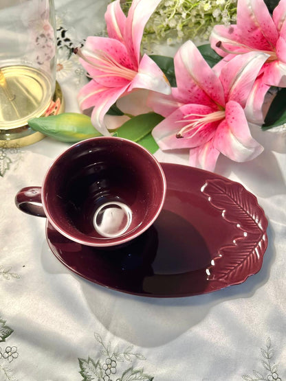 IKEA VINTER 2018 Purple Stoneware Mug & Leaf Saucer Set 36 cl