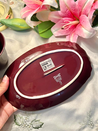 IKEA VINTER 2018 Purple Stoneware Mug & Leaf Saucer Set 36 cl