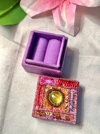 Rexinter Purple Fabric Ring Holder Jewellery Display Box 5.5 cm