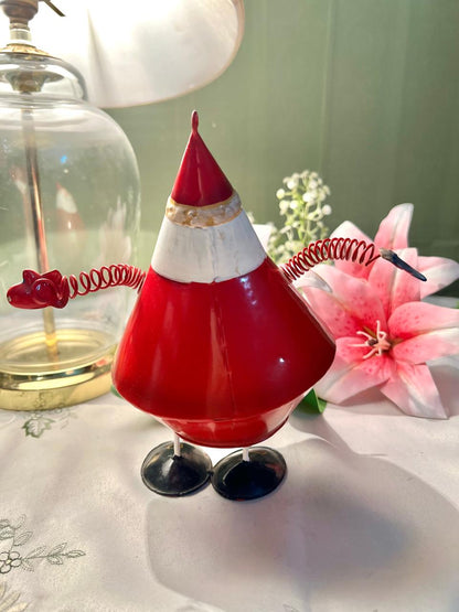 Vintage Santa Metal Figurine Red White Approx 20 cm