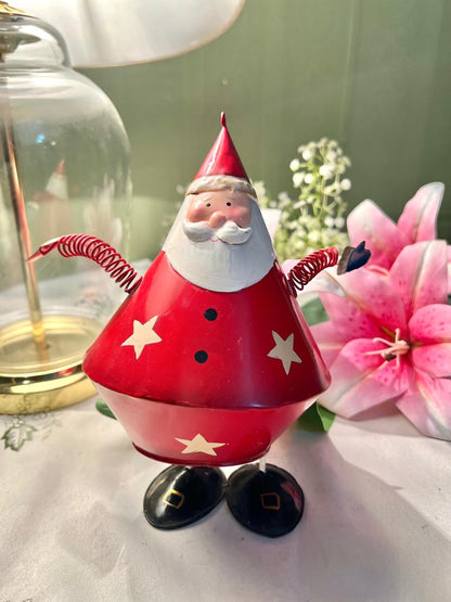 Vintage Santa Metal Figurine Red White Approx 20 cm