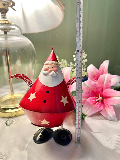 Vintage Santa Metal Figurine Red White Approx 20 cm